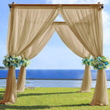 5ftx14ft Premium Gold Chiffon Curtain Panel, Backdrop Ceiling Drapery With Rod Pocket