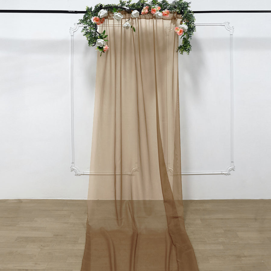 5ftx14ft Premium Gold Chiffon Curtain Panel, Backdrop Ceiling Drapery With Rod Pocket