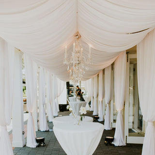 Create a Magical Atmosphere with Ivory Sheer Fire Retardant Ceiling Drape Curtain Panels