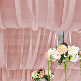 5ftx32ft Premium Dusty Rose Chiffon Curtain Panel, Backdrop Ceiling Drapery With Rod Pocket