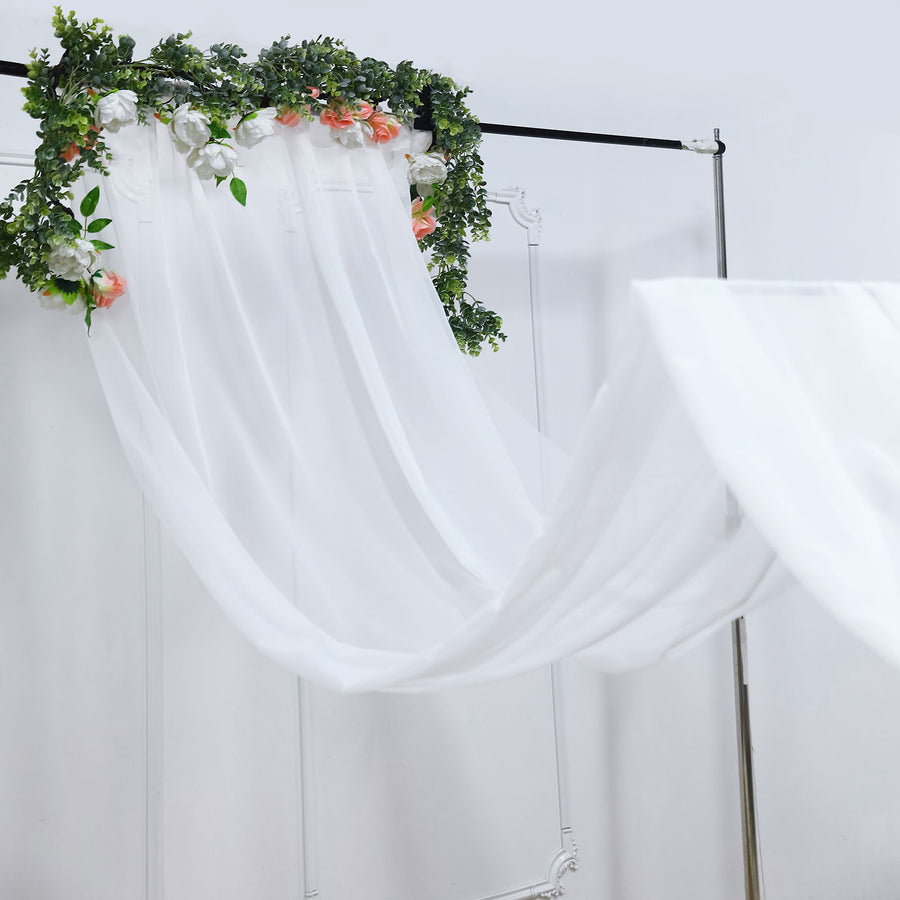 5ftx32ft Premium White Chiffon Curtain Panel, Backdrop Ceiling Drapery With Rod Pocket