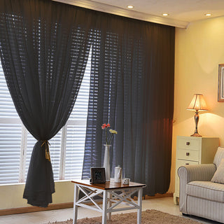 Elegant Black Flame Resistant Sheer Curtain Panels for Stylish Event Décor