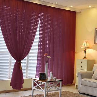 Burgundy Flame Resistant Sheer Curtain Panels - Elegant and Stylish