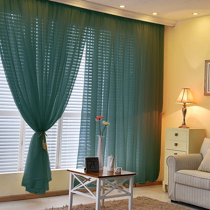 Hunter Emerald Green Fire Retardant Sheer Organza Premium Curtain Panel Backdrops With Rod Pockets