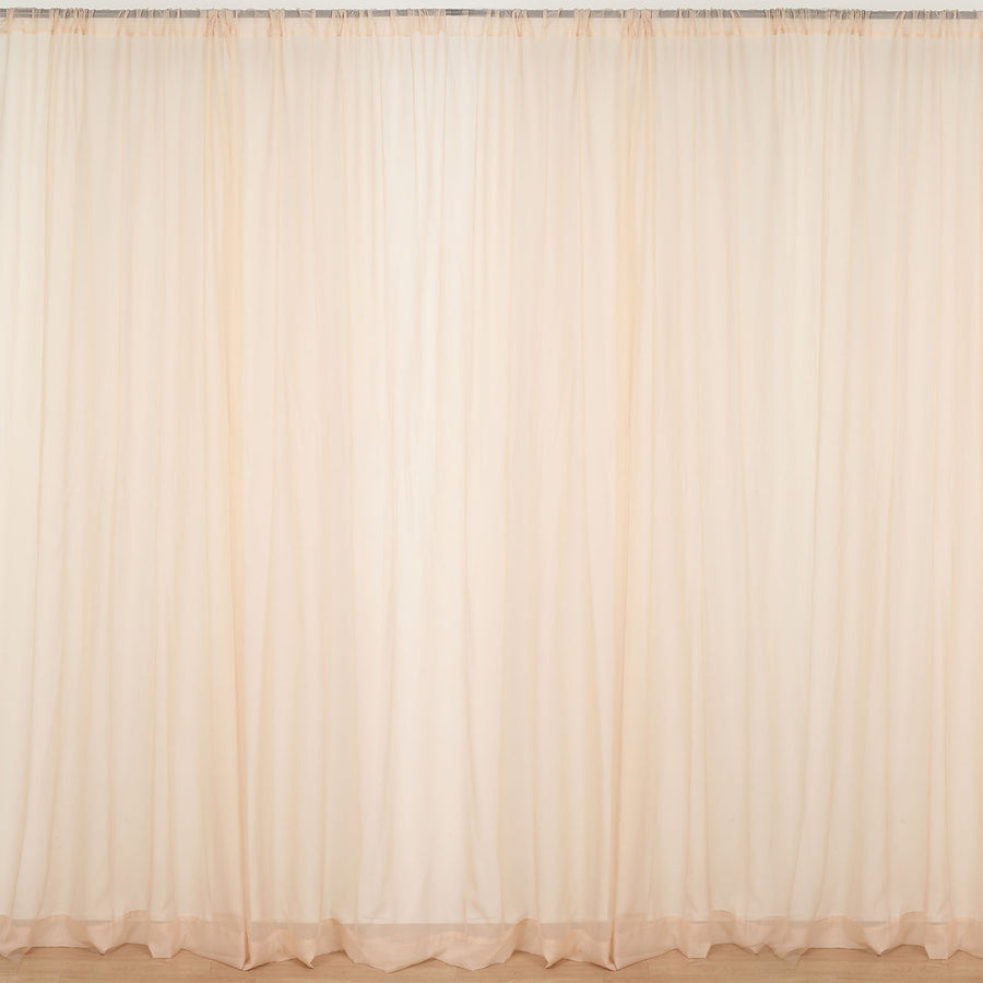 Nude Fire Retardant Sheer Organza Premium Curtain Panel Backdrops With Rod Pockets - 10ft#whtbkgd