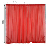 Red Fire Retardant Sheer Organza Premium Curtain Panel Backdrops With Rod Pockets - 10ftx10ft