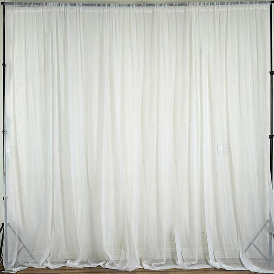 White Fire Retardant Sheer Organza Premium Curtain Panel Backdrops With Rod Pockets#whtbkgd