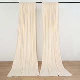 Beige Fire Retardant Polyester Curtain Panel Backdrops With Rod Pockets - 10ftx10ft