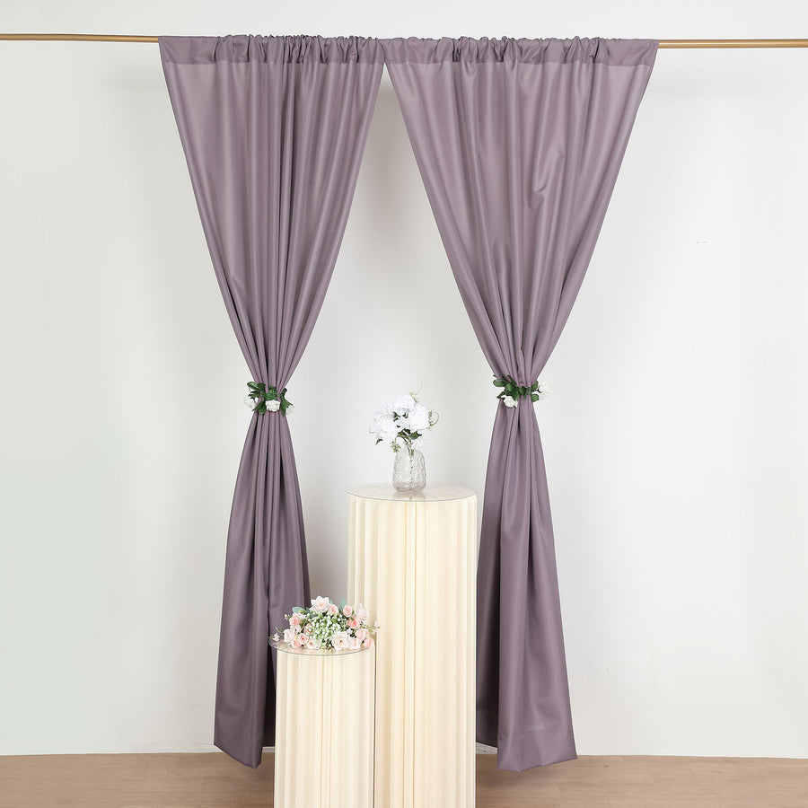 2 Pack | 10ftx8ft Violet Amethyst Polyester Drapery Panels With Rod Pockets, Photography Backdrop