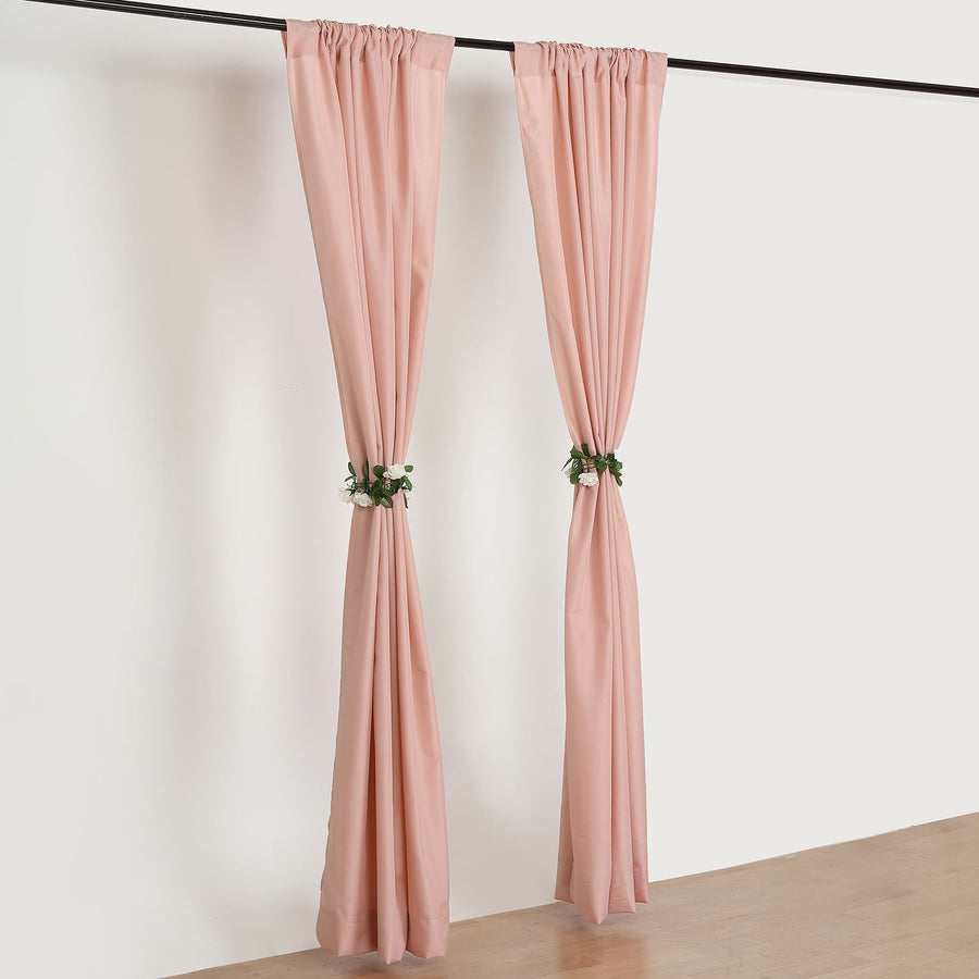 2 Pack Dusty Rose Polyester Event Curtain Drapes, 10ftx8ft Backdrop Event Panels With Rod Pockets