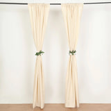 2 Pack Beige Polyester Event Curtain Drapes, 10ftx8ft Backdrop Event Panels With Rod Pockets 130 GSM