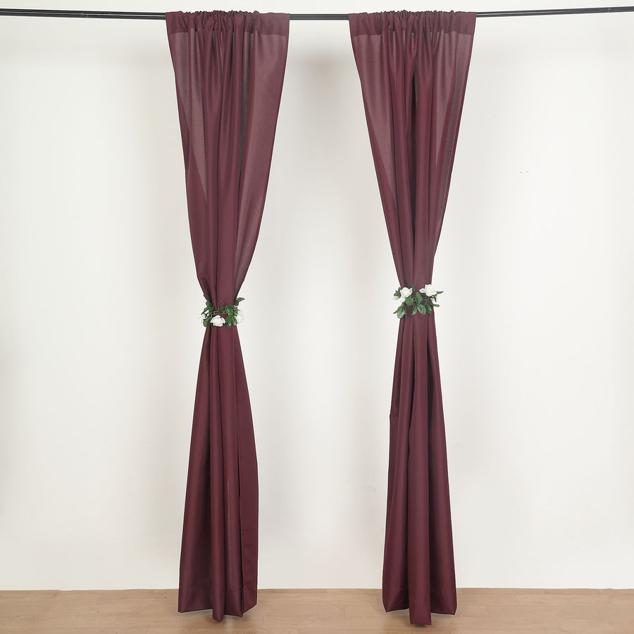Burgundy Polyester Photography Backdrop Curtains, Drapery Panels With Rod Pockets, 10ftx8ft