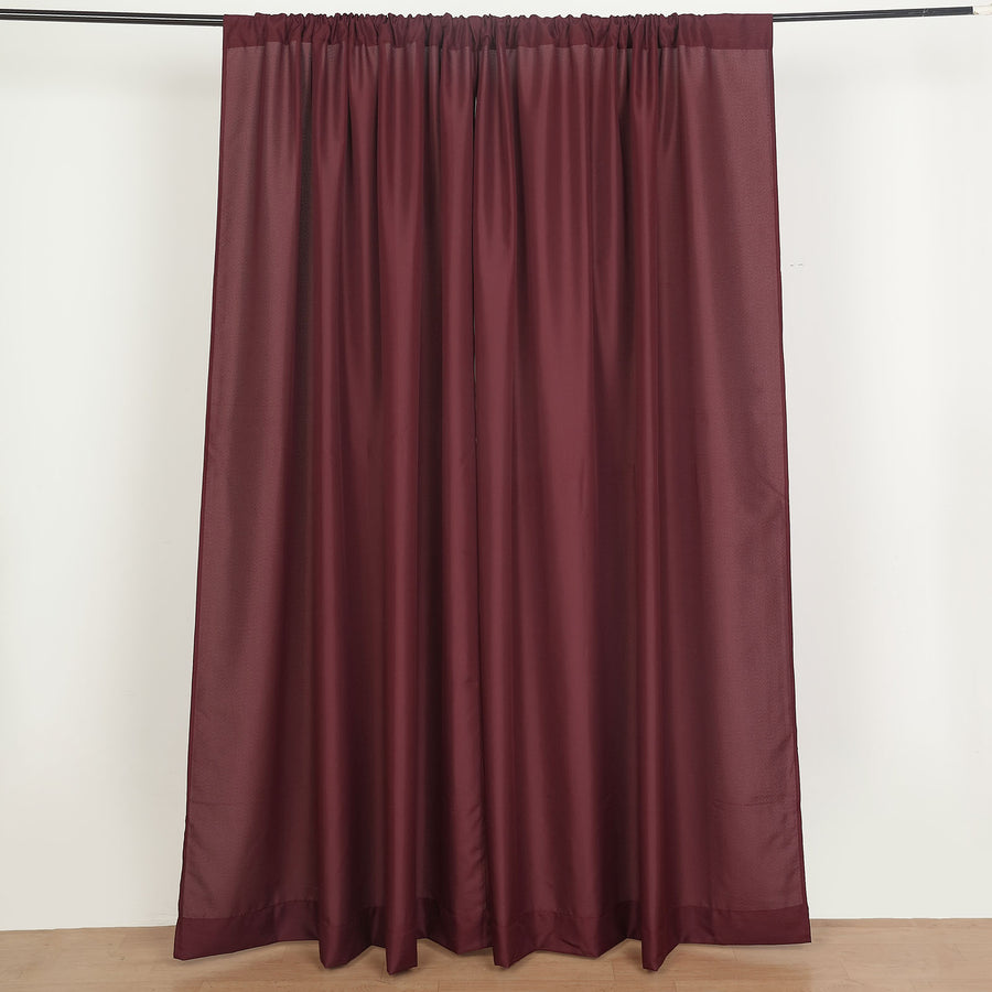 2 Pack Burgundy Polyester Event Curtain Drapes, 10ftx8ft Backdrop Event Panels With Rod Pockets