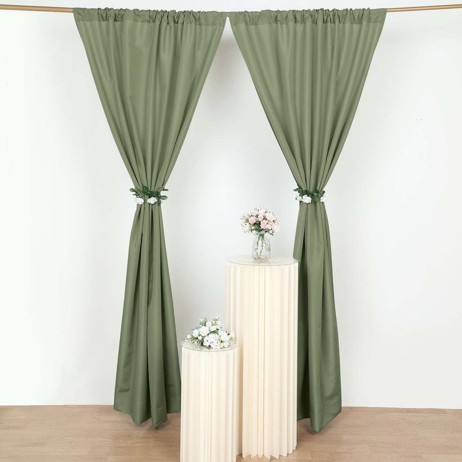 2 Pack Dusty Sage Green Polyester Event Curtain Drapes, 10ftx8ft Backdrop Event Panels Rod Pockets
