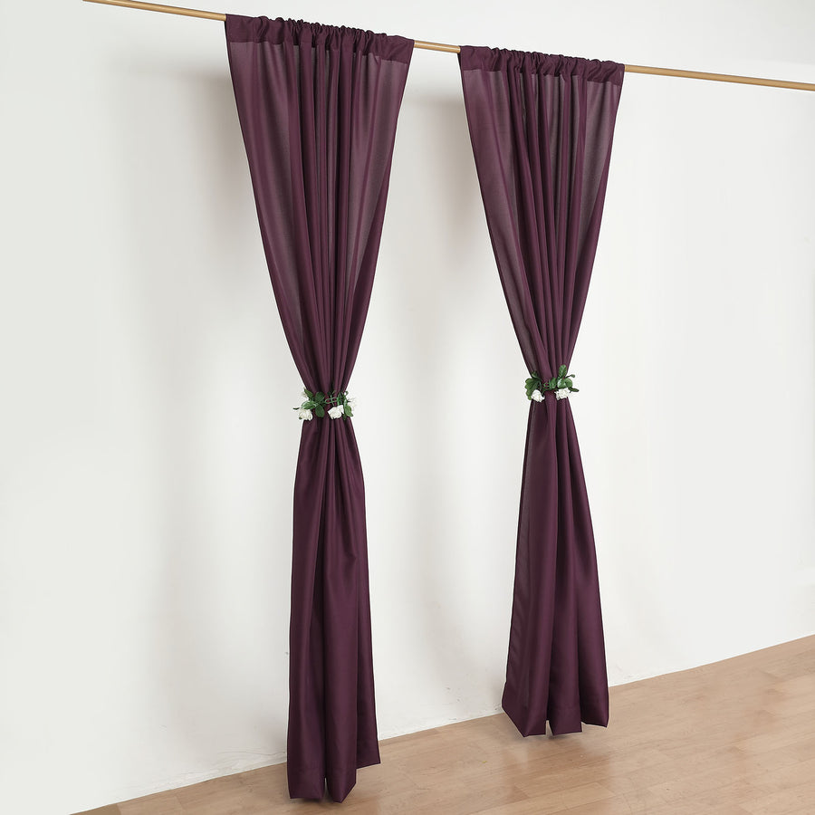 2 Pack | 10ftx8ft Eggplant Polyester Drapery Panels With Rod Pockets, Photography Backdrop Curtains
