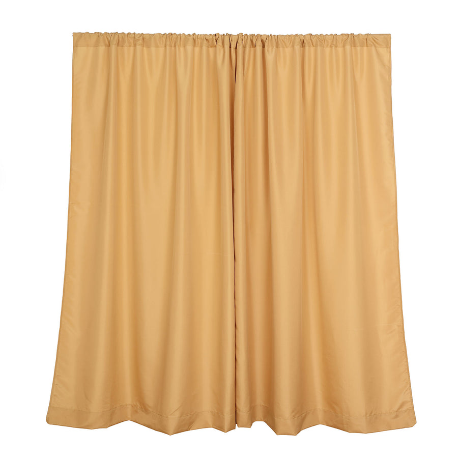 2 Pack | 10ftx8ft Gold Polyester Photography Backdrop Curtains
