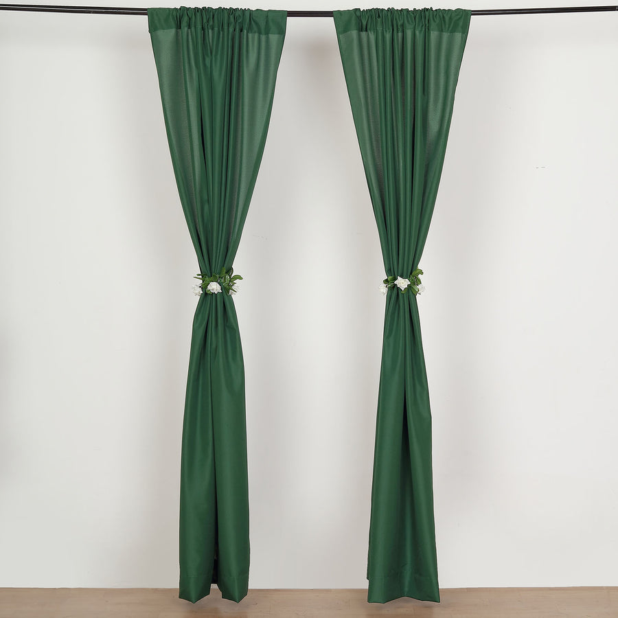2 Pack Hunter Emerald Green Polyester Event Curtain Drapes, 10ftx8ft Backdrop Event Panels With Rod 