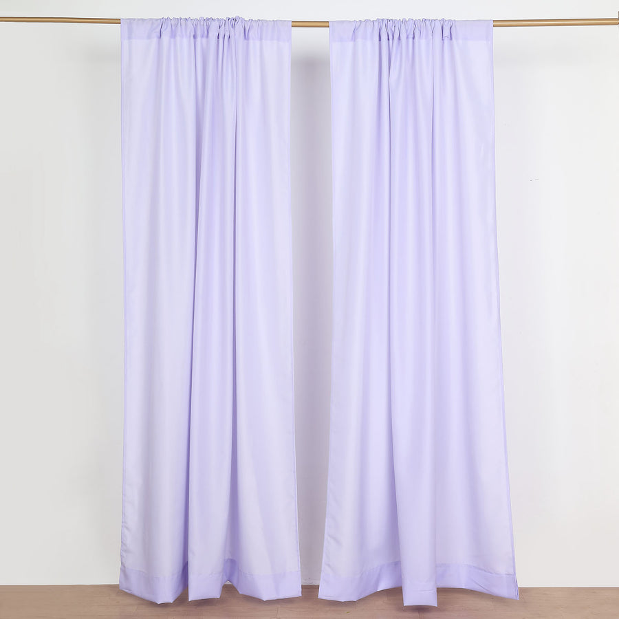 2 Pack Lavender Lilac Polyester Event Curtain Drapes, 10ftx8ft Backdrop Event Panels With Rod Pocket