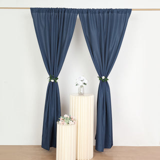 Create a Stunning Event Photo Booth with Navy Blue Polyester Drapery Panels