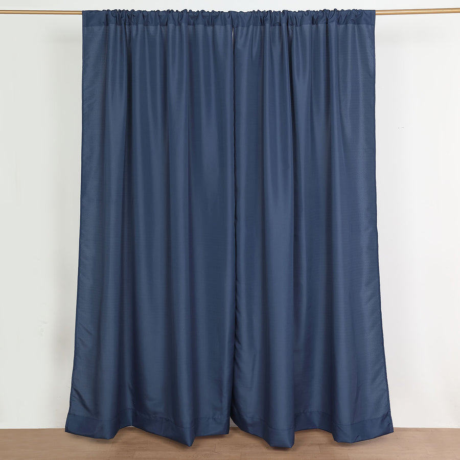 2 Pack | 10ftx8ft Navy Blue Polyester Drapery Panels With Rod Pockets, Photography Backdrop Curtains