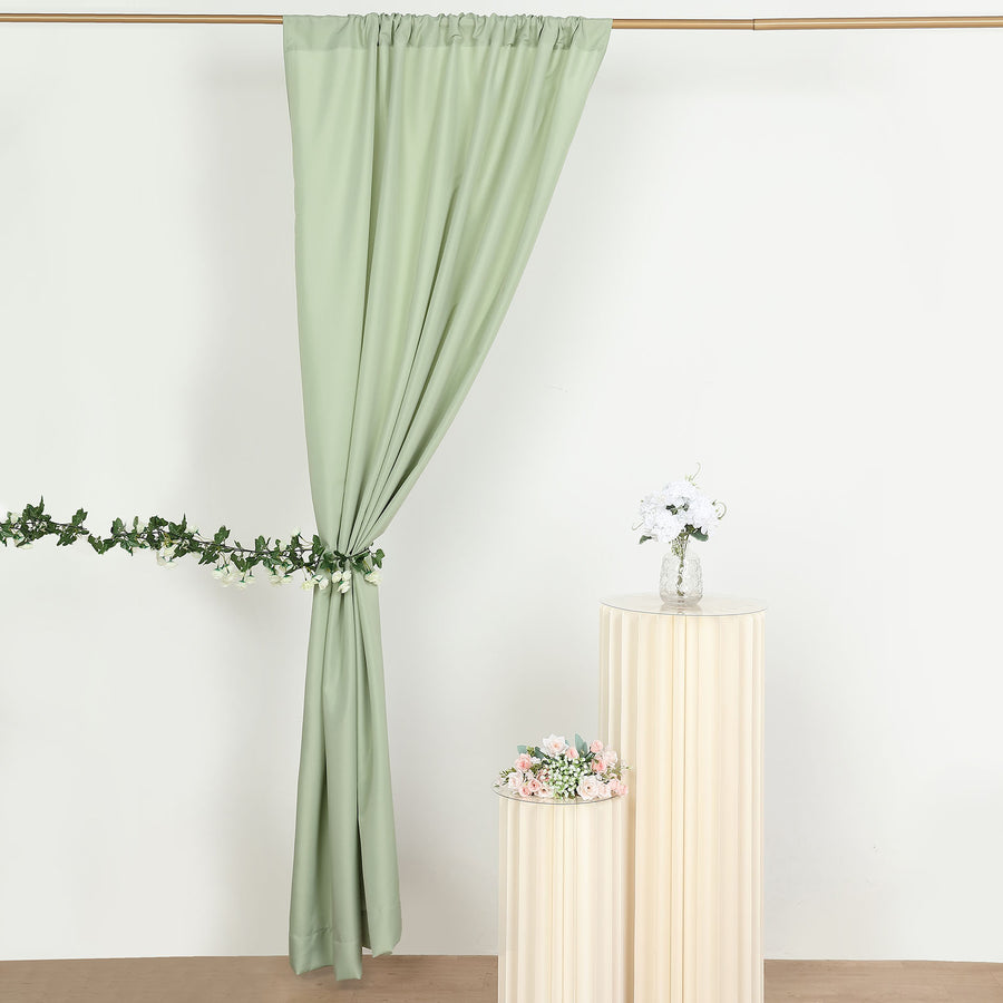 2 Pack Sage Green Polyester Event Curtain Drapes, 10ftx8ft Backdrop Event Panels With Rod Pockets