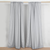 2 Pack Silver Polyester Event Curtain Drapes, 10ftx8ft Backdrop Event Panels With Rod Pockets