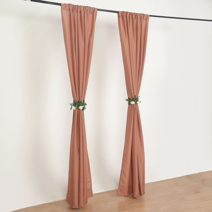 2 Pack Terracotta (Rust) Polyester Photography Backdrop Curtains