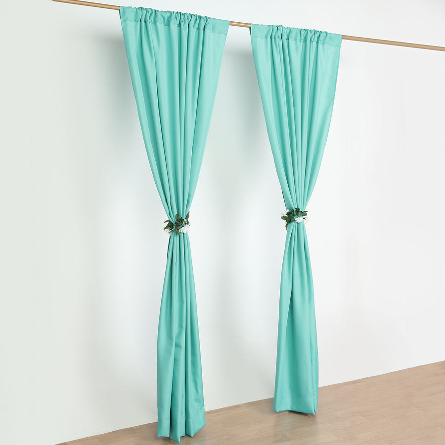 2 Pack | 10ftx8ft Turquoise Polyester Drapery Panels With Rod Pockets, Photography Backdrop Curtains