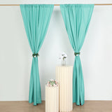 2 Pack Turquoise Polyester Event Curtain Drapes, 10ftx8ft Backdrop Event Panels With Rod Pockets