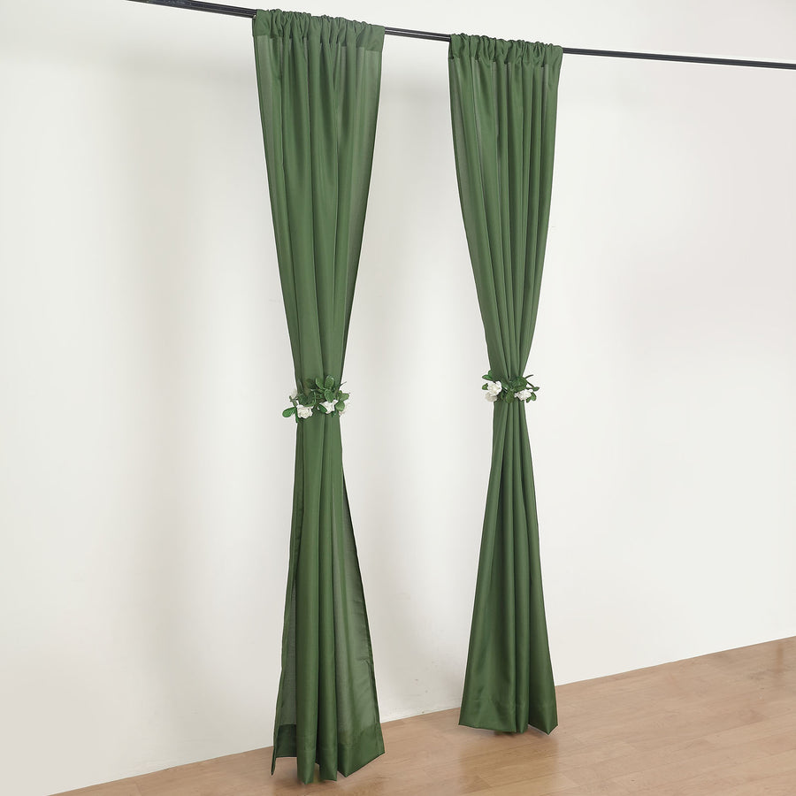 Olive Green Polyester Photography Backdrop Curtains, Drapery Panels With Rod Pockets, 10ftx8ft