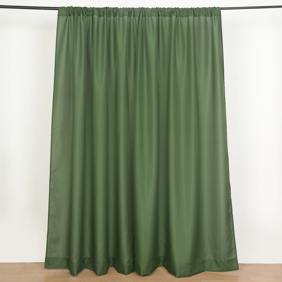 2 Pack Olive Green Polyester Event Curtain Drapes, 10ftx8ft Backdrop Event Panels With Rod Pockets