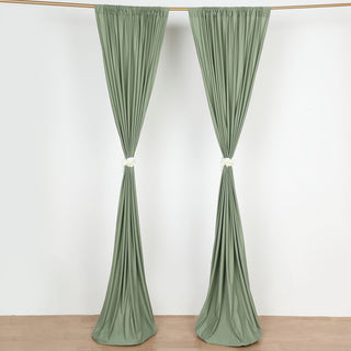 Elevate Your Event Decor with Dusty Sage Green Scuba Polyester Curtain Panel