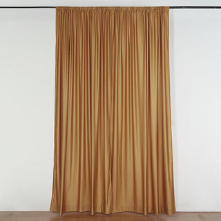 2 Pack Gold Scuba Polyester Curtain Panel - Flame Resistant Backdrops