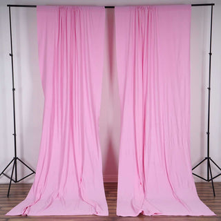 2 Pack Pink Scuba Polyester Curtain Panel - Perfect for Elegant Event Decor