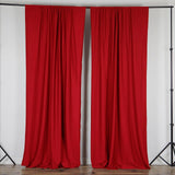 2 Pack Red Scuba Polyester Curtain Panel Inherently Flame Resistant Backdrops Wrinkle Free With Rod 