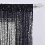 2 Pack | Black Sequin Curtains With Rod Pocket Window Treatment Panels - 52x64inch