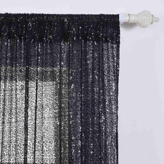 Black Sequin Curtains with Rod Pocket - Add Glamour to Your Space