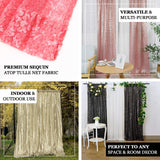 Pack of 2 | 52"x64” Coral Sequin Curtains With Rod Pocket Window Treatment Panels