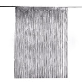 8ft Matte Charcoal Gray Metallic Tinsel Foil Fringe Doorway Curtain Party Backdrop