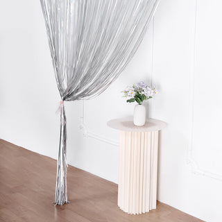 Elevate Your Event Decor with the 8ft Iridescent Metallic Tinsel Foil Fringe Doorway Curtain