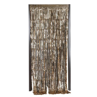 Create a Stunning Party Backdrop with the 8ft Champagne Metallic Tinsel Foil Fringe Doorway Curtain