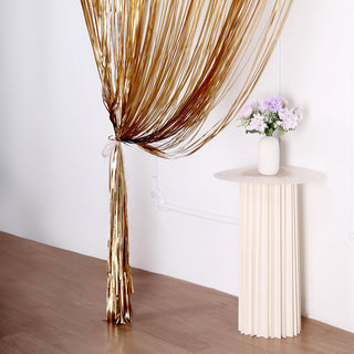 Transform Any Space with the 8ft Matte Gold Metallic Tinsel Foil Fringe Doorway Curtain