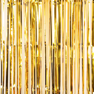 Elevate Your Event Decor with the 8ft Gold Metallic Tinsel Foil Fringe Doorway Curtain