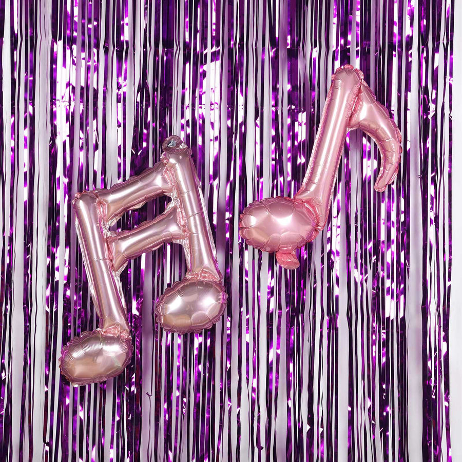 8ft Purple Metallic Tinsel Foil Fringe Doorway Curtain Party Backdrop
