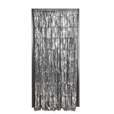8ft Silver Metallic Tinsel Foil Fringe Doorway Curtain Party Backdrop