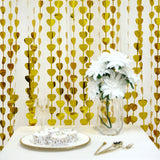Heart Chain Foil Fringe Curtain Backdrop, Metallic Gold Tinsel Streamer- Door Window Foil Curtain