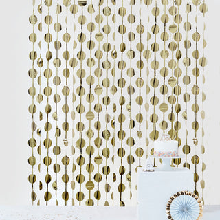 Add Glamour to Your Event with the Champagne Round Chain Foil Fringe Curtain
