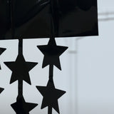 Black Star Chain Foil Fringe Curtain Party Backdrop, Metallic Black Tinsel Streamer Party Decor