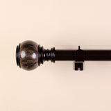 42-126inch Adjustable Curtain Rod Set, Chocolate Brown, Marble Finials