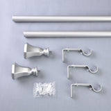 42-126inch Adjustable Curtain Rod Set, Silver, Teardrop Finials